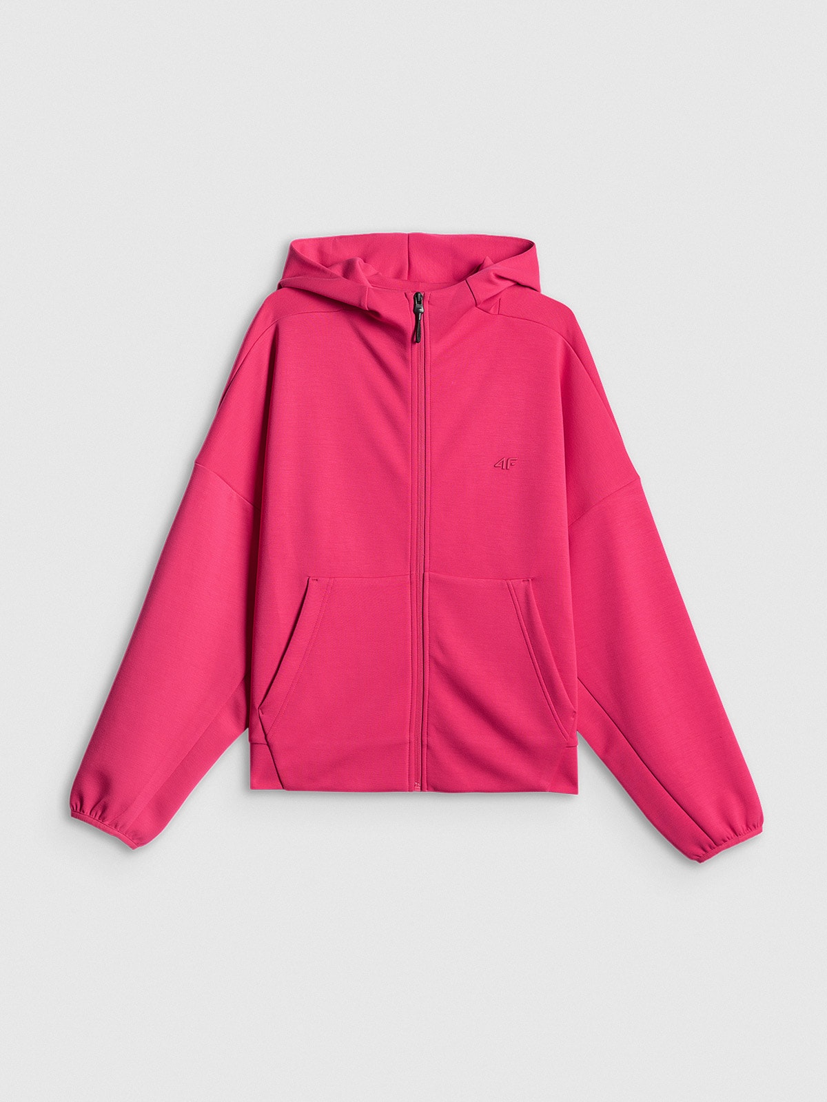 4F Bluza dresowa regular z kapturem damska - różowa XL