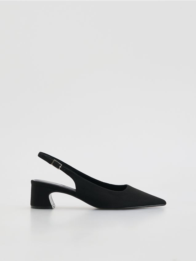 Reserved - Czółenka z odkrytą piętą - czarny