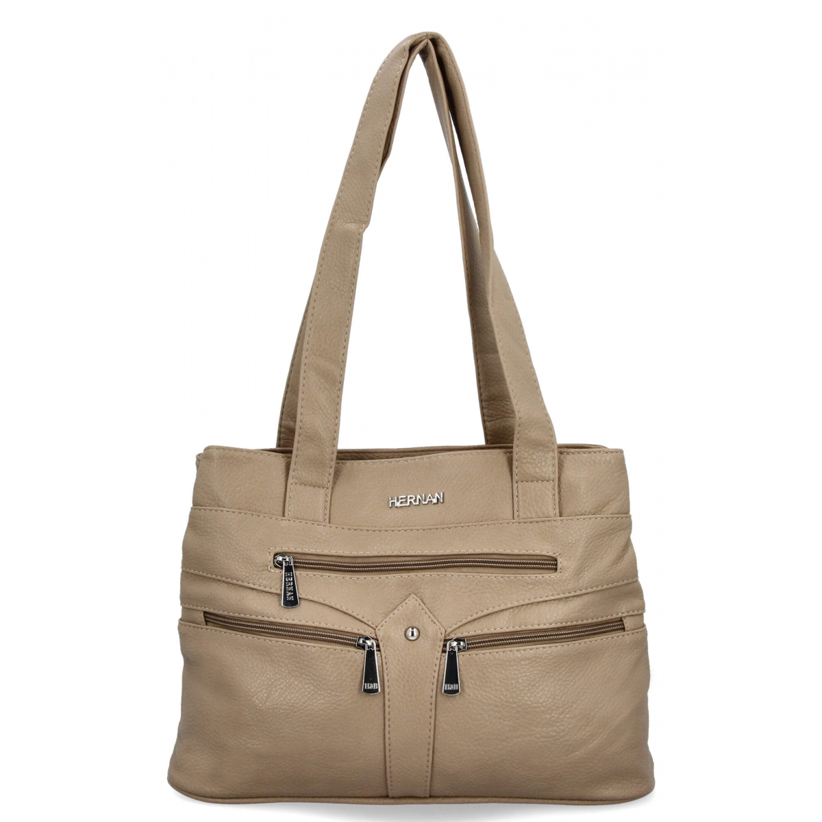 Torebka Damska Na Ramię Shopper Bag firmy Hernan 8006 Ciemno Beżowa