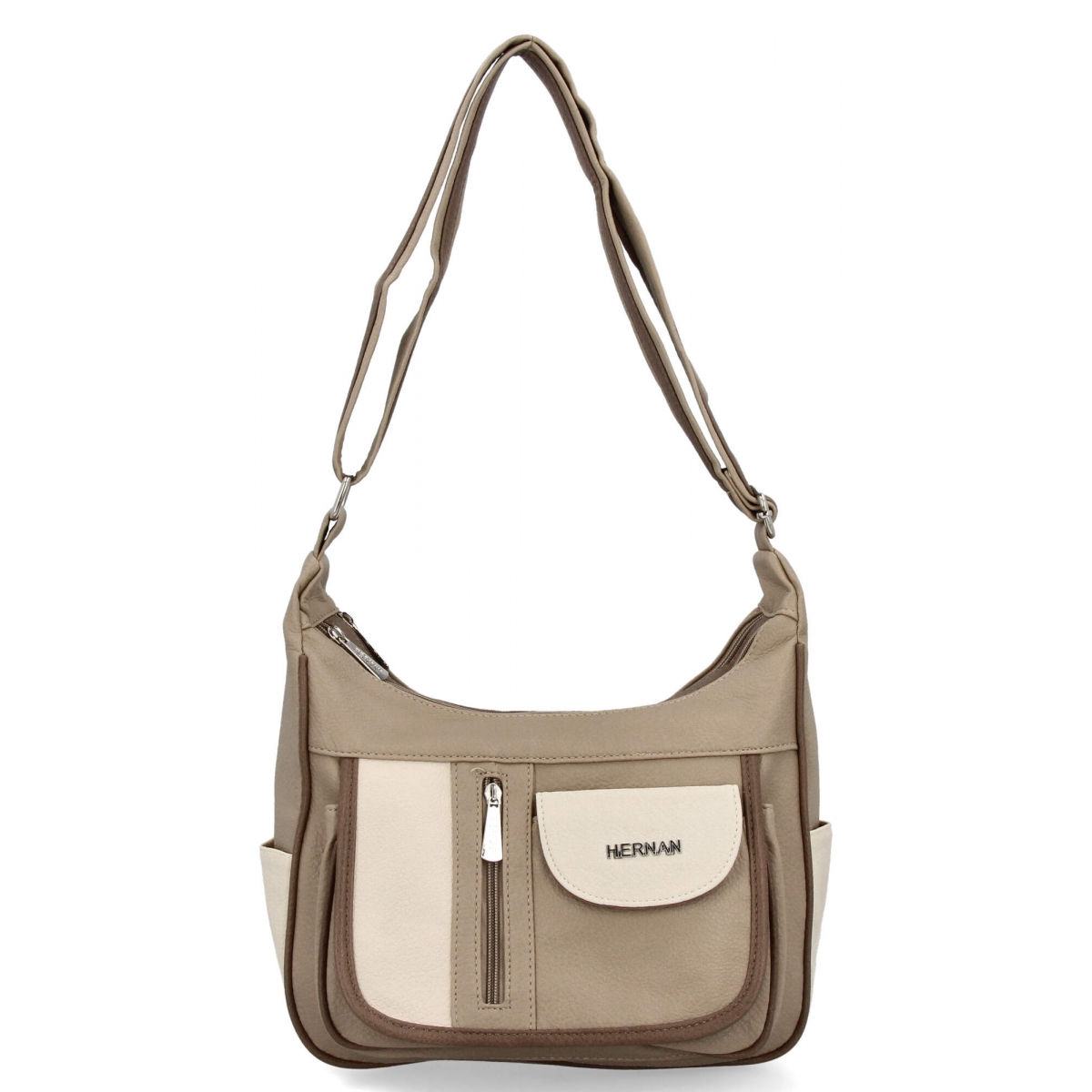 Torebka Listonoszka Na Co Dzień firmy Hernan 9925 Ciemno Beżowa/Beżowa