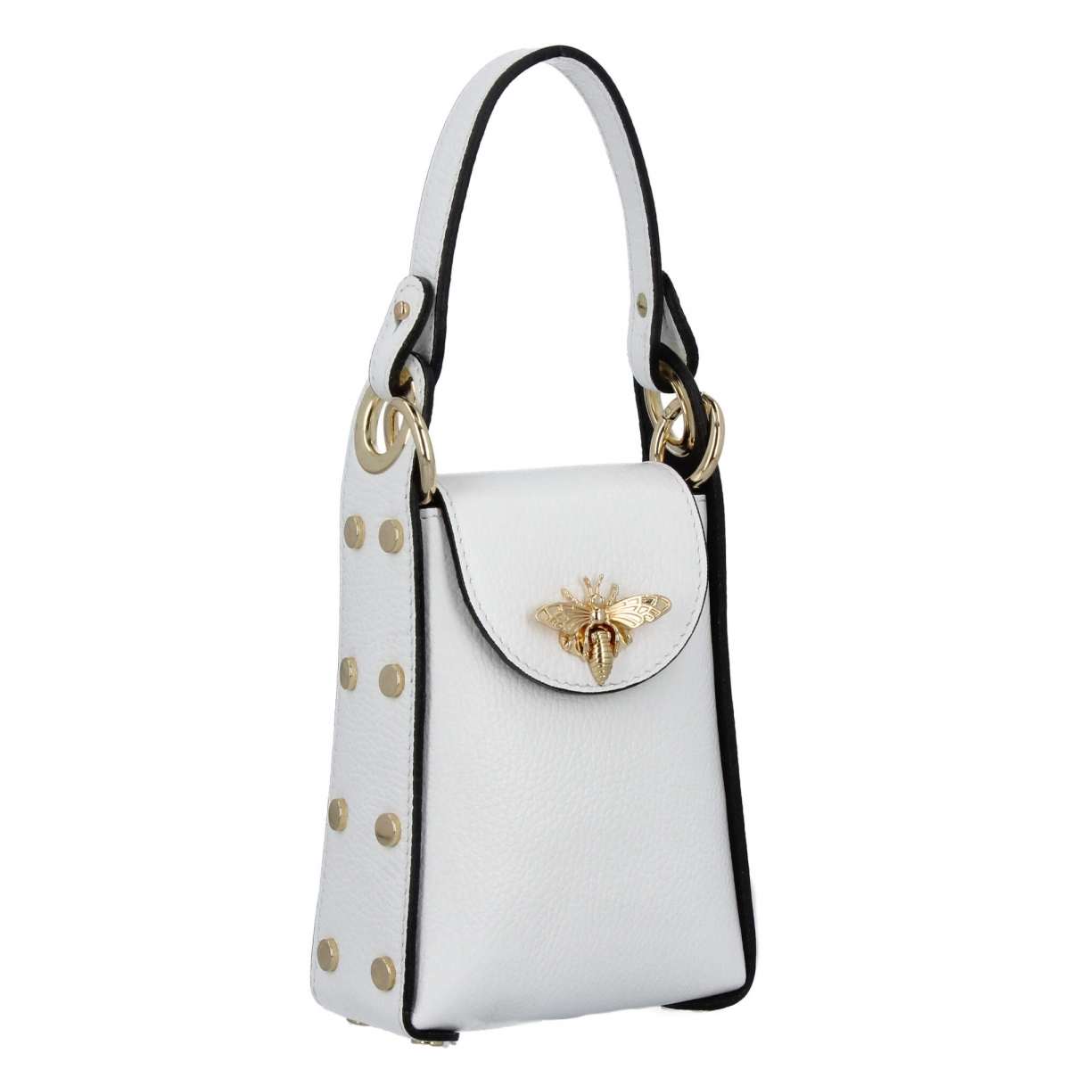 Modna Torebka Skórzana Listonoszka Na Łańcuszku 831 Biała