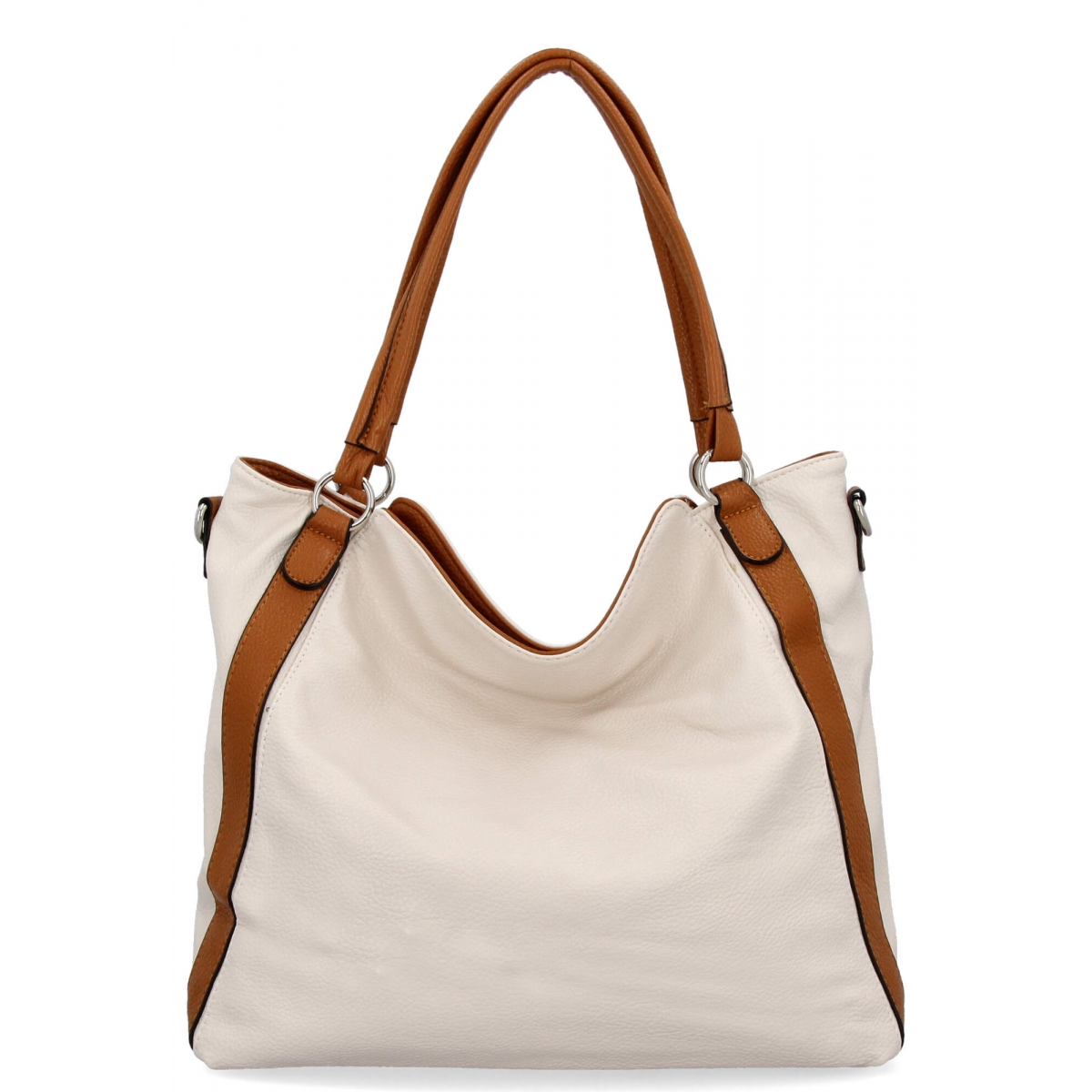 Torebka Damska Shopper Bag XL firmy Hernan HB0337 Beżowa/Ruda