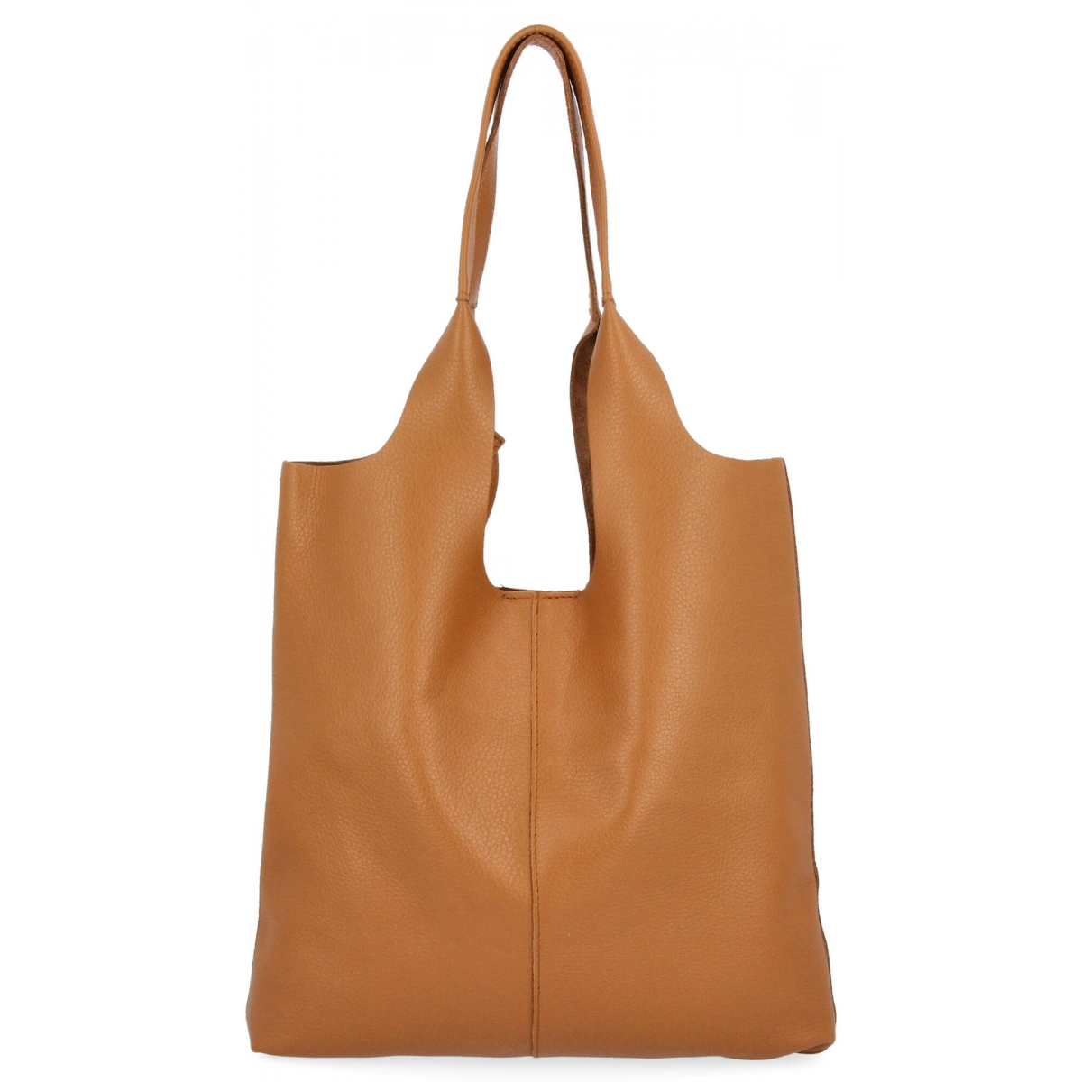 Włoska Torebka Skórzana Shopper Bag z Kosmetyczką 165 Ruda