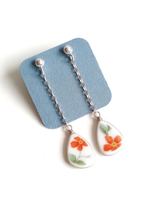 Kolczyki ceramiczne w kwiaty