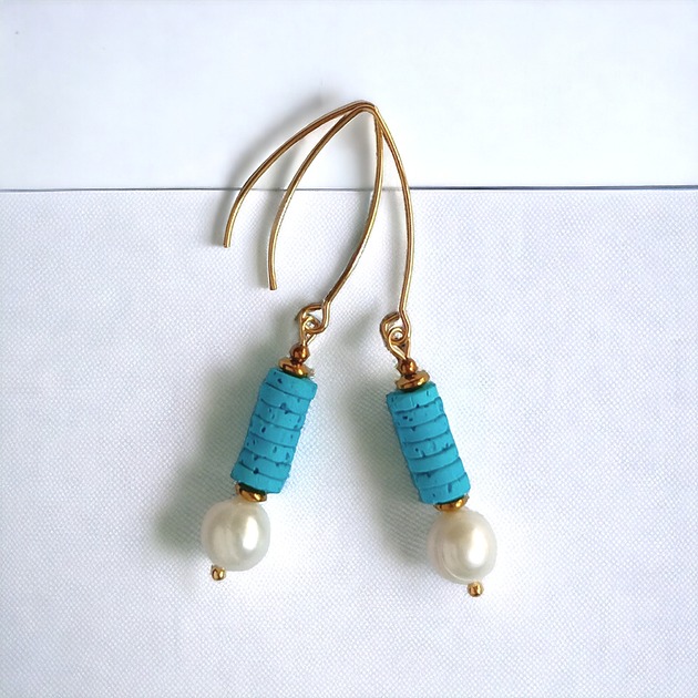 Kolczyki: kolekcja summer ocean: PERŁY & LAWA turkusowa II