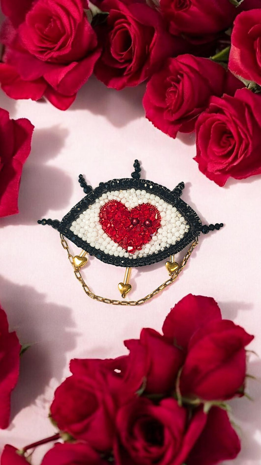 Wyjątkowa broszka OKO handmade rękodzieło unikat