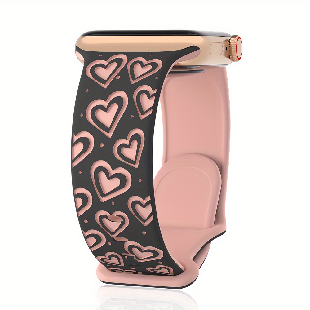 TEMU Grawerowany pasek w kształcie do Apple Watch 38/40/41/42/44/45/46/49 mm, miękkie bransoletki dla par mężczyzn i kobiet na iPhone