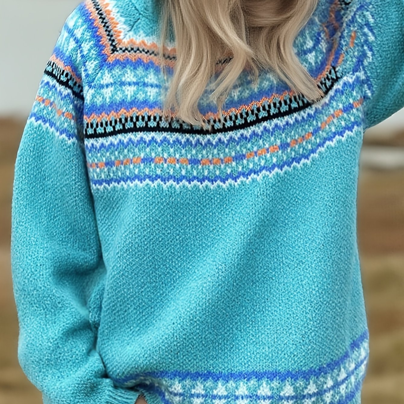 TEMU Elegancki Zimowy Sweter z Kapturem dla Kobiet, Miękki Gruby Żakard z Wzorem w Kropki, i Gradientowe Bloki Kolorów, Stylowy, Modny, Wygodny,