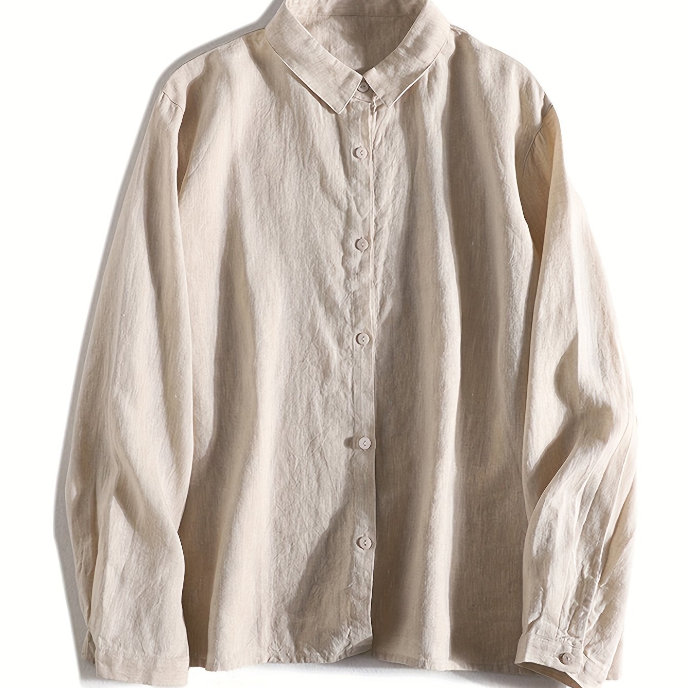 TEMU Mała Koszula z Kwadratowym Dekoltem i Długim Rękawem, Jesienna Literacka Luźna Podstawowa Koszula, Damski Top