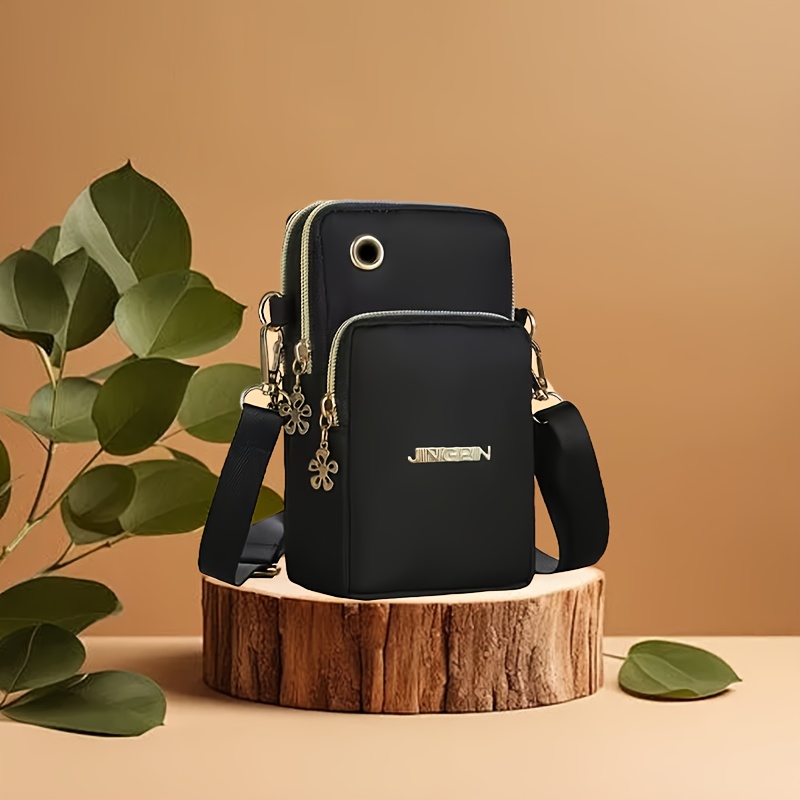 TEMU Modna Nylonowa Torba Krzyżowa, Damska Torba na Ramię, Regulowany Pasek, Jednokolorowa Lekka Torba Kurierska, Zamek Błyskawiczny, Podszewka z