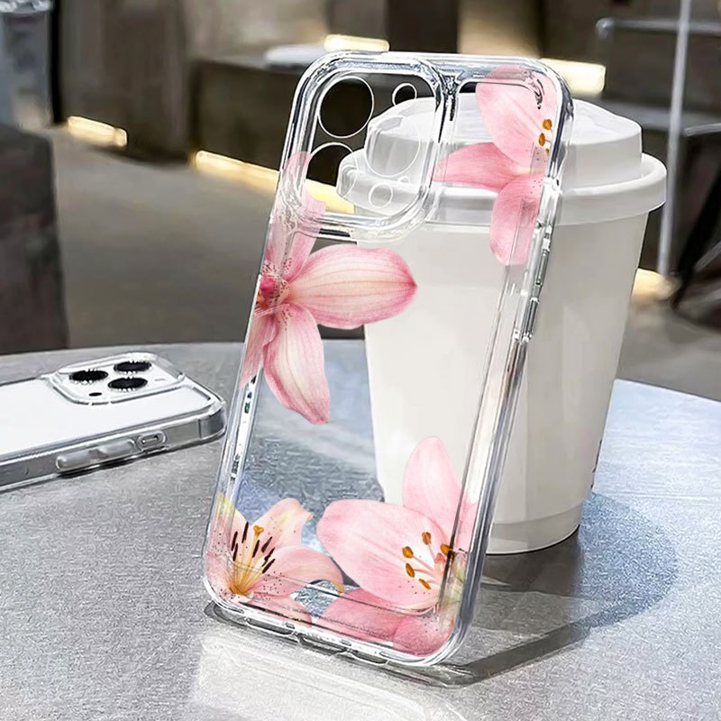 TEMU Etui na telefon: Etui z dekoracyjnym wzorem różowej lilii dla iPhone’/16 Plus/15 Pro Max/15 Pro/15 Plus/15/14 Pro Max/14 Pro/14 Plus/14/13 Pro