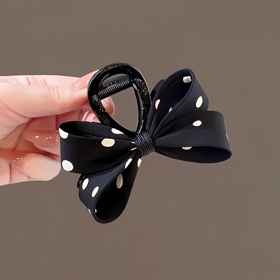 TEMU 1 szt. Słodka spinka do włosów z kokardą w kropki, ekskluzywna młodzieżowa spinka typu 