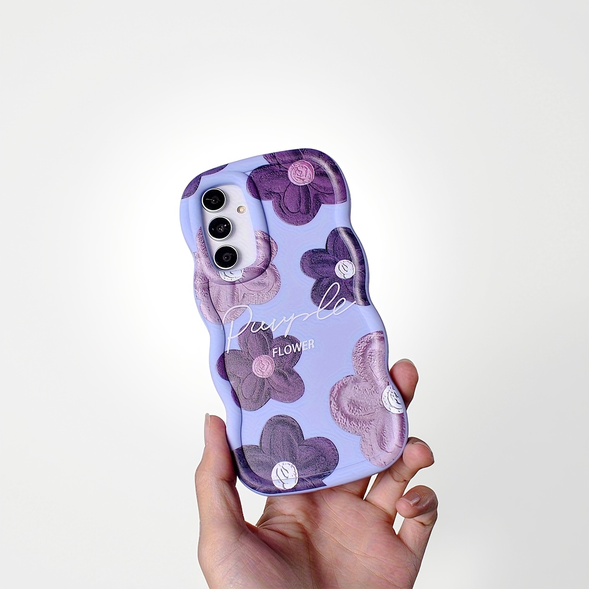 TEMU Etui na telefon: 1 Fioletowy Kwiat, Pełny Ekran, Niebiesko-Fioletowe, Kreatywne, Innowacyjne, Uroczy Kreskówka, Błękitny Mały Kwiatowy Nadruk, ,