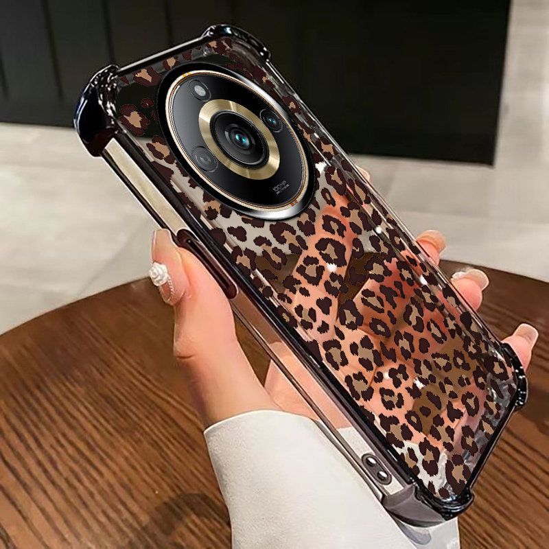 TEMU Etui na telefon Realme 11 Pro, elastyczne TPU, przezroczyste, antyuderzeniowe, miękkie pokrowce z klasycznym wzorem brązowego