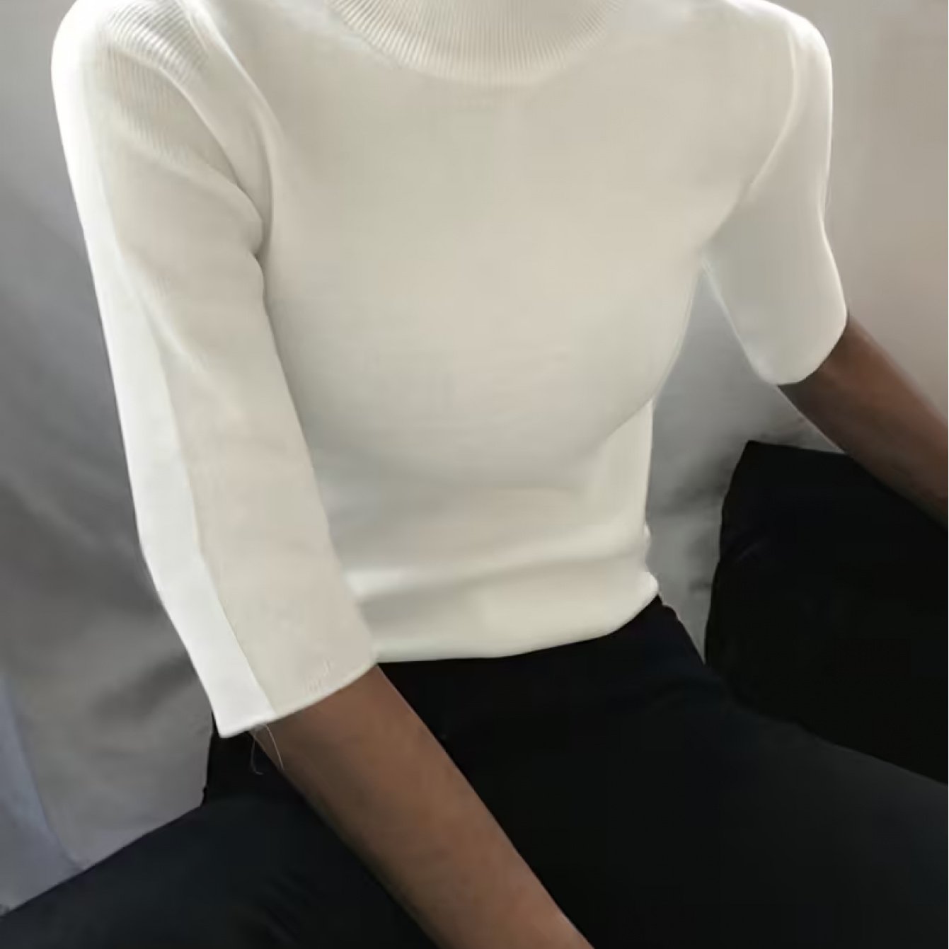 TEMU Ten gładki sweter w jednolitym kolorze z łatwym krojem i krótkim rękawem idealnie nadaje się do codziennych dojazdów do pracy wiosną i latem.