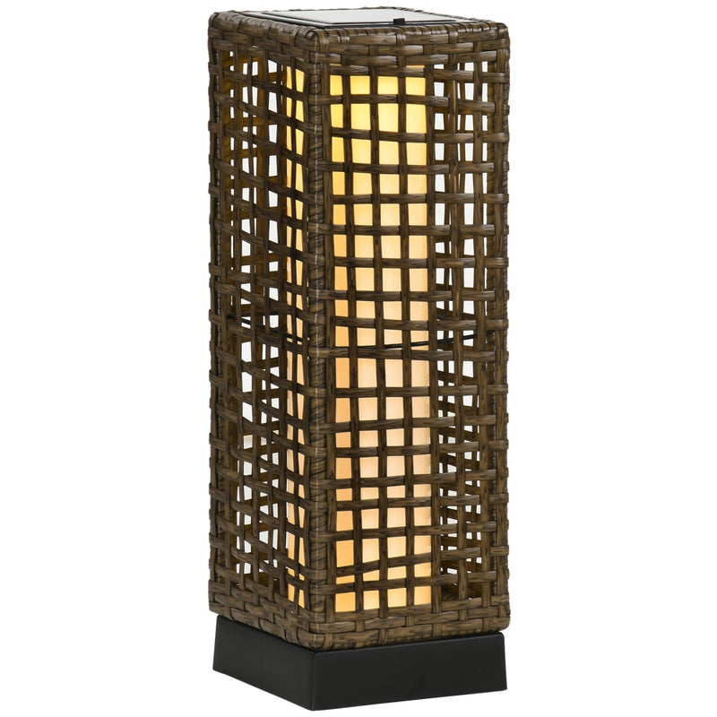 Lampa solarna LED z rattanu do użytku zewnętrznego, wodoodporna, z czujnikiem światła, 15,5 x 15,5 x 46 cm, idealna do ogrodu i na taras.