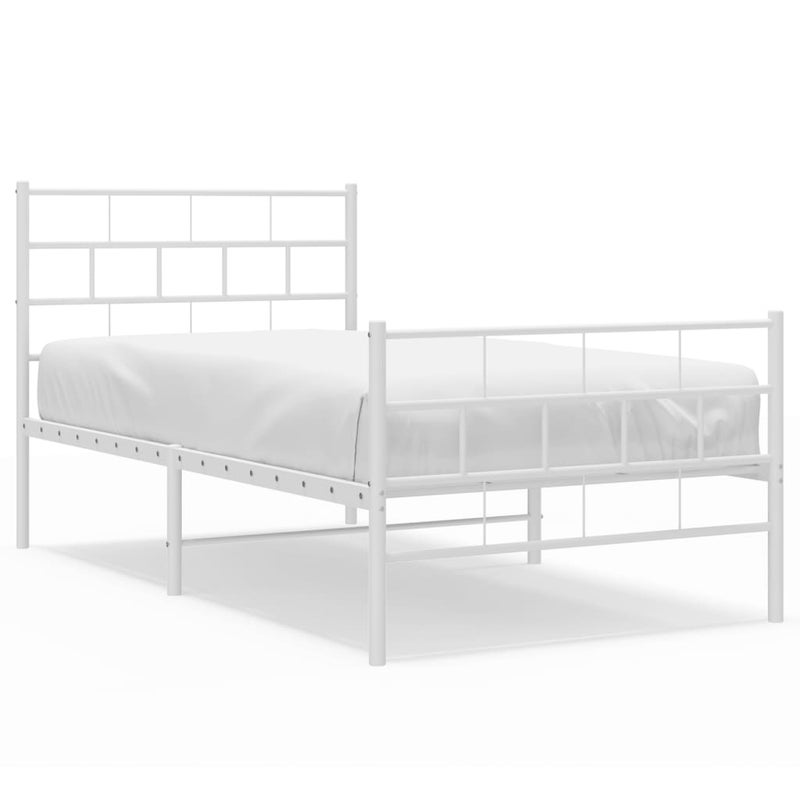 Łóżko Metalowe Białe Rama Łóżka Ze Stelażem Do Pokoju Sypialni 107x203 cm