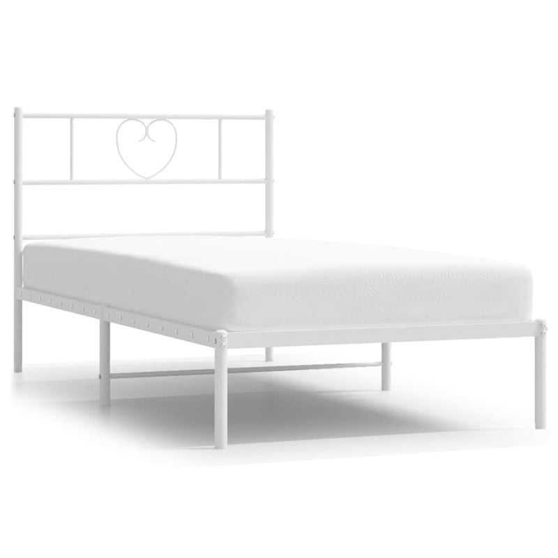 Łóżko Metalowe Białe Rama Łóżka Ze Stelażem Do Pokoju Sypialni 80x200 cm
