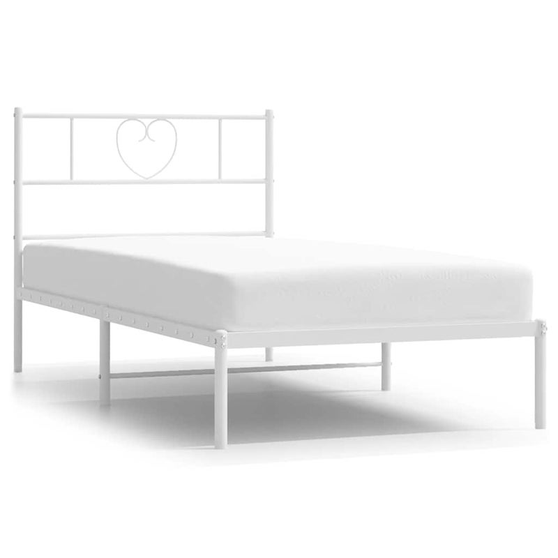 Łóżko Metalowe Białe Rama Łóżka Ze Stelażem Do Pokoju Sypialni 100x200 cm