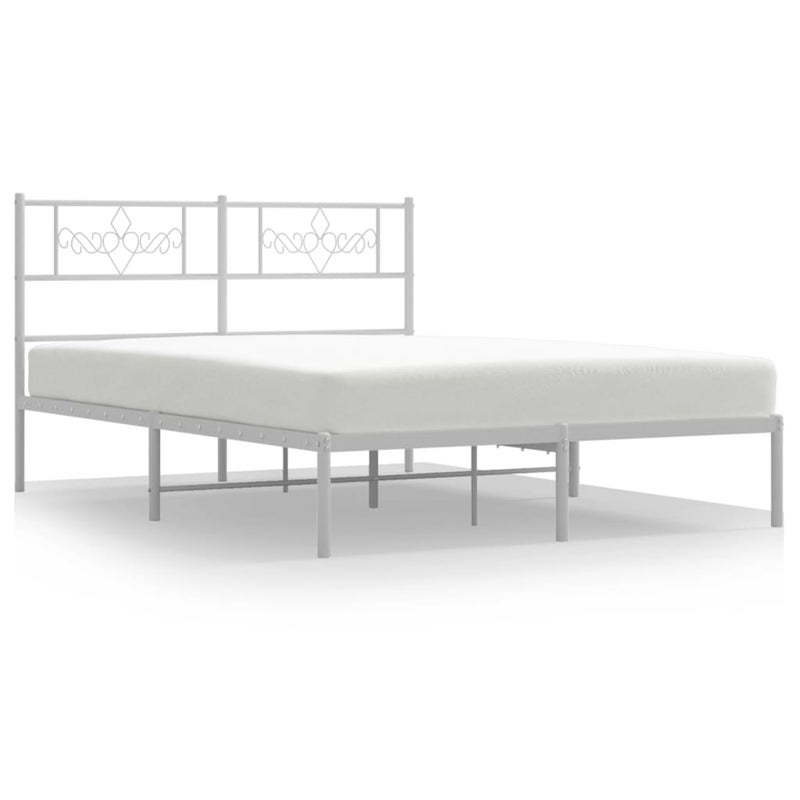 Łóżko Białe Metalowe Rama Łóżka Ze Stelażem Do Sypialni Pokoju 120x200 cm