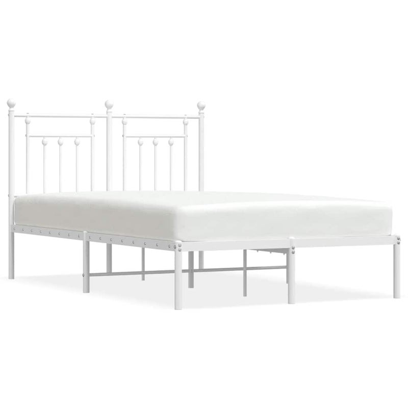 Łóżko Białe Metalowe Rama Łóżka Ze Stelażem Do Sypialni Pokoju 120x190 cm