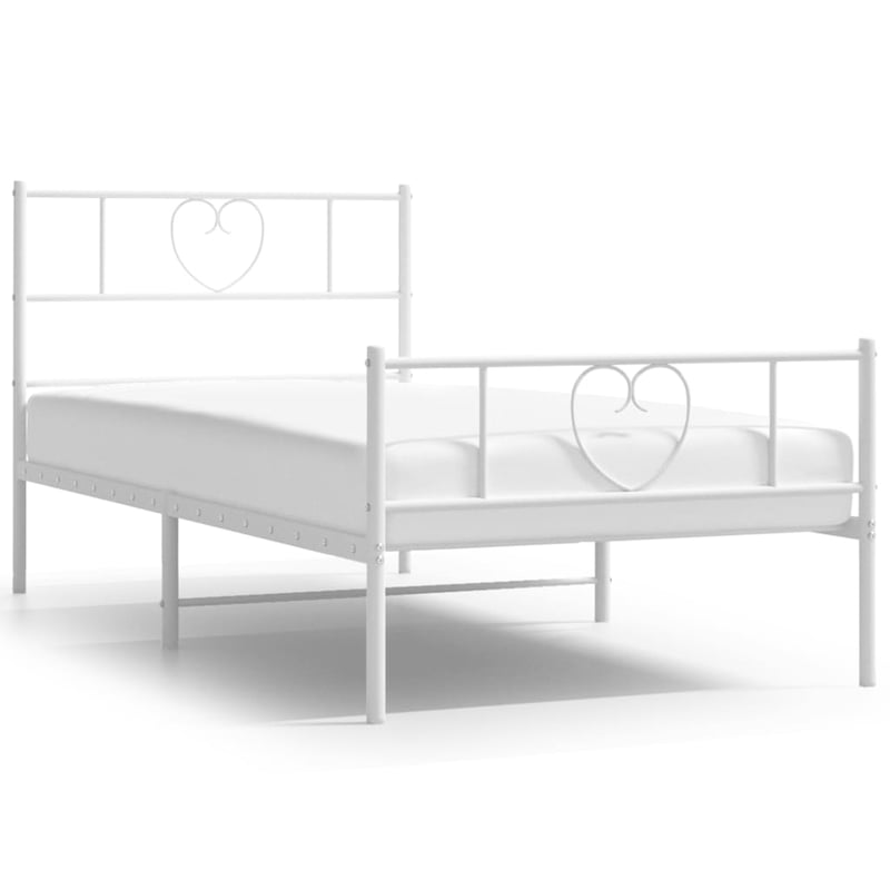 Łóżko Metalowe Białe Rama Łóżka Ze Stelażem Do Pokoju Sypialni 75x190 cm