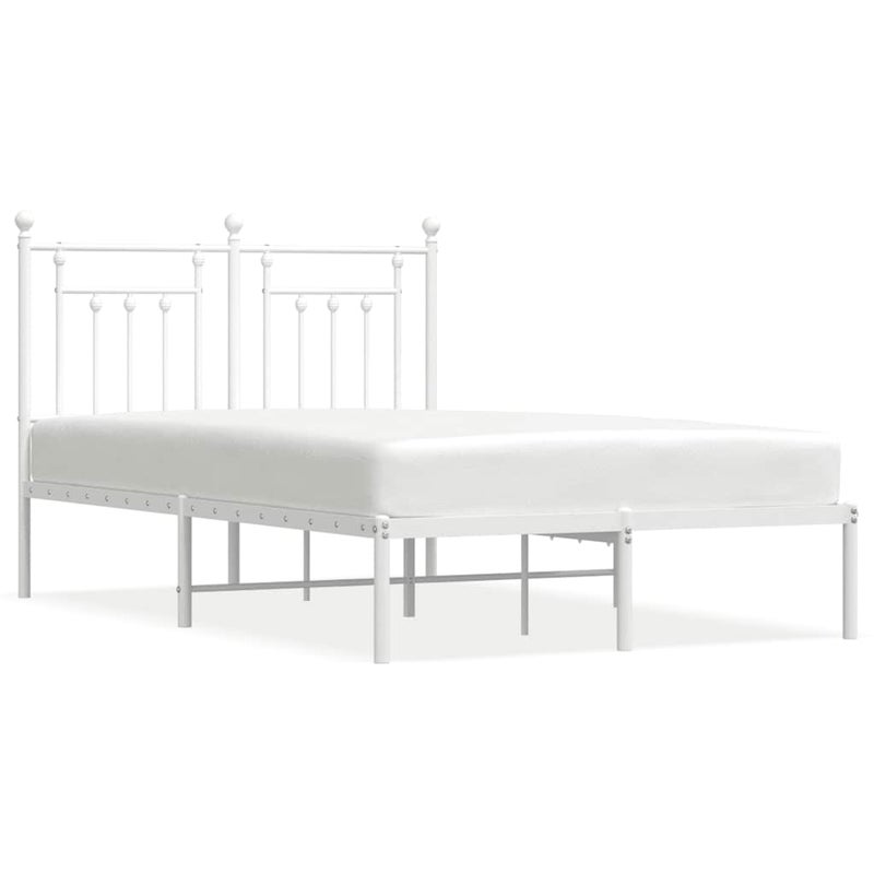 Łóżko Białe Metalowe Rama Łóżka Ze Stelażem Do Sypialni Pokoju 120x200 cm