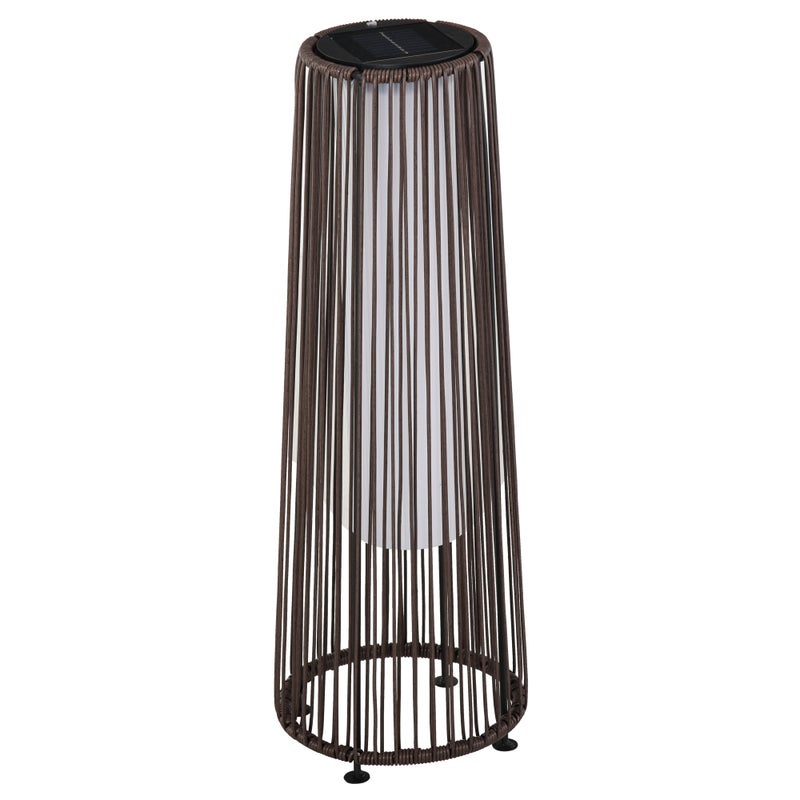 Lampa solarna, lampa ogrodowa, rattanowa lampa solarna, automatyczna LED, brązowa, 21,5 x 21,5 x 61 cm