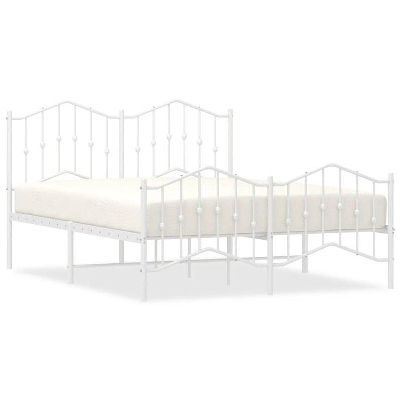 Łóżko Metalowe Białe Rama Łóżka Ze Stelażem Do Pokoju Sypialni 135x190 cm
