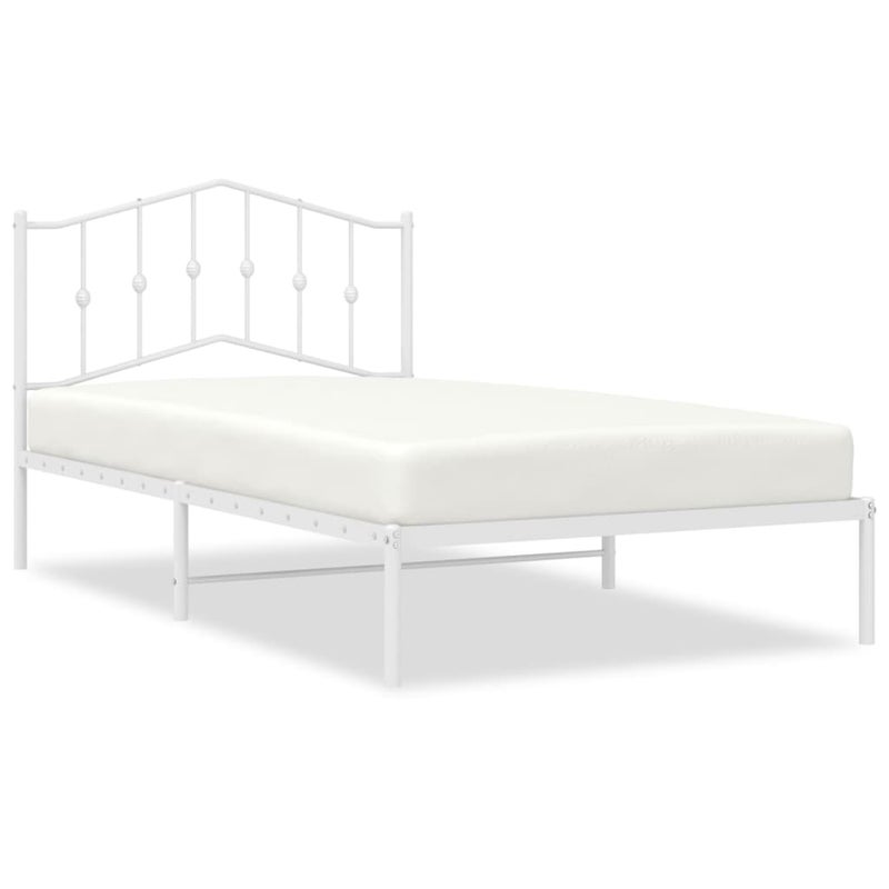 Łóżko Metalowe Białe Rama Łóżko Ze Stelażem Do Sypialni Pokoju 107x203 cm