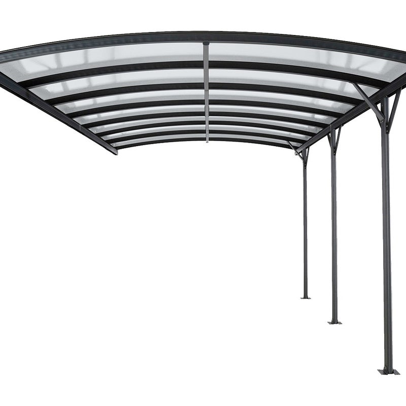 Dostawka do wiaty samochodowej pergola wolnostojąca z aluminium - 1 samochód - dł. 505 x wys. 239 cm - 15,15 m² - Antracytowy - BARESA