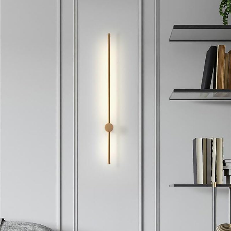 Złota obrotowa lampa nad toaletkę, kinkiet LED do łazienki, oświetlenie toaletki (3000 K, 80 cm)