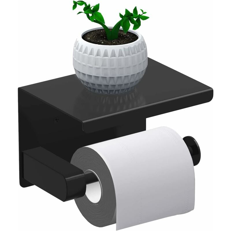 Uchwyt na papier toaletowy, stojak na rolkę papieru bez wiercenia, dozownik papieru z półką, klej samoprzylepny i montaż ścienny do łazienki