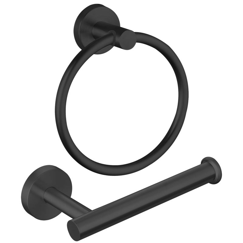 Wieszak na ręczniki i uchwyt na papier toaletowy zestaw elementów wyposażenia łazienki ze stali nierdzewnej wieszak na ręczniki uchwyt papier czarny