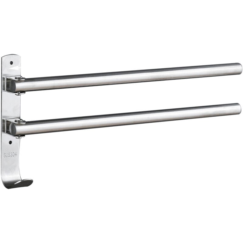 Obrotowy wieszak na ręczniki z haczykami, 2 pręty, składane ramiona, wieszak na ręczniki ze stali nierdzewnej, organizer do łazienki i kuchni