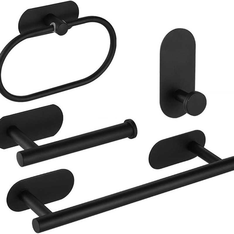 Zestaw 4 uchwytów na ręczniki ścienne ze stali nierdzewnej, uchwyt na papier toaletowy, wspornik ścienny, czarny mat
