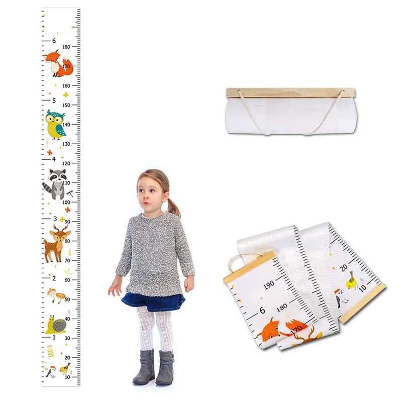 Miarka wzrostu dla niemowląt, naklejka ścienna, linijka, kalkomanie, pokój dziecięcy, ćwiczenia, niemowlę, płótno, drewno, wielokolorowa, 20 x 200 cm