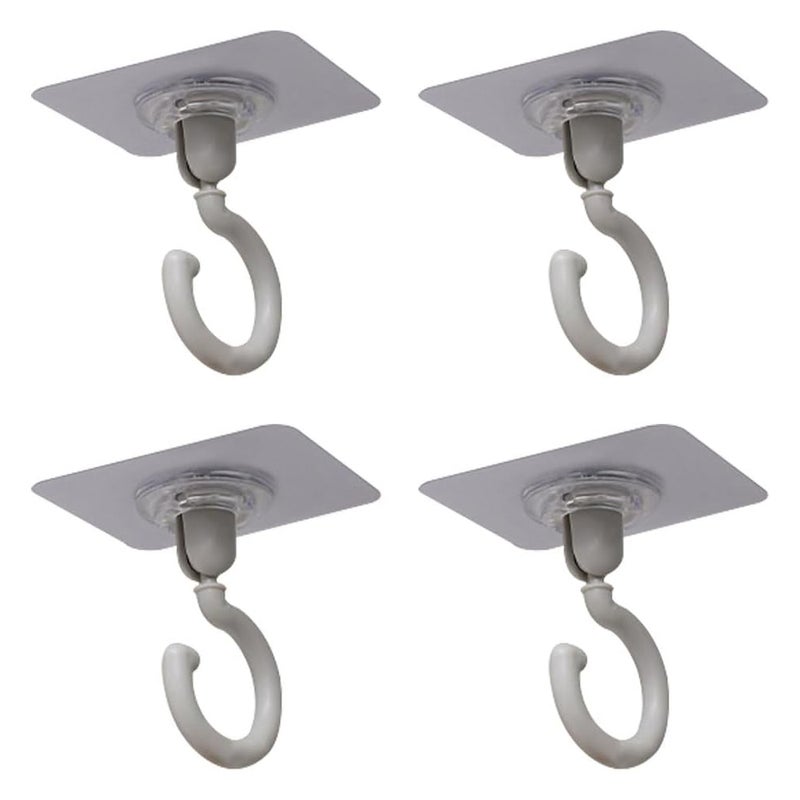 Opakowanie 4 bezszwowych haczyków ściennych, obrotowe o 360° haczyki sufitowe, haczyki na ręczniki, wodoodporne haczyki samoprzylepne, szare