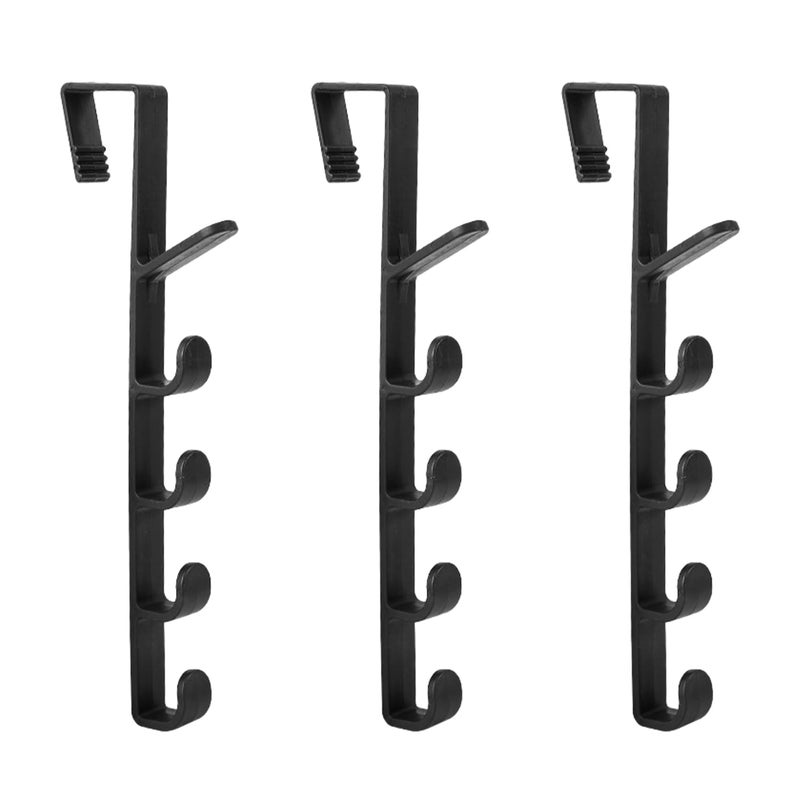 Zestaw 3 haczyków na drzwi, haczyki drzwiowe, haczyki na drzwi bez dziur do wiercenia, półki na drzwi, wieszak na ręczniki, odpowiednie (czarne)