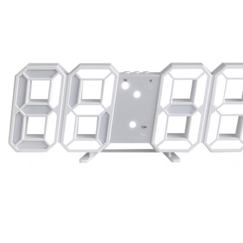 Zegar LED z budzikiem, białym światłem, nowoczesnym designem, 23 cm, do biura lub sypialni