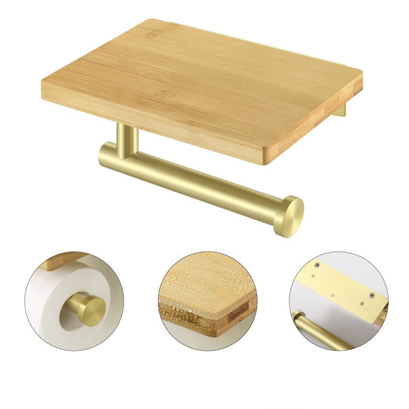 Uchwyt na papier toaletowy ze stali nierdzewnej bez perforacji, uchwyt na ręczniki papierowe, 18 x 13 cm, złoty