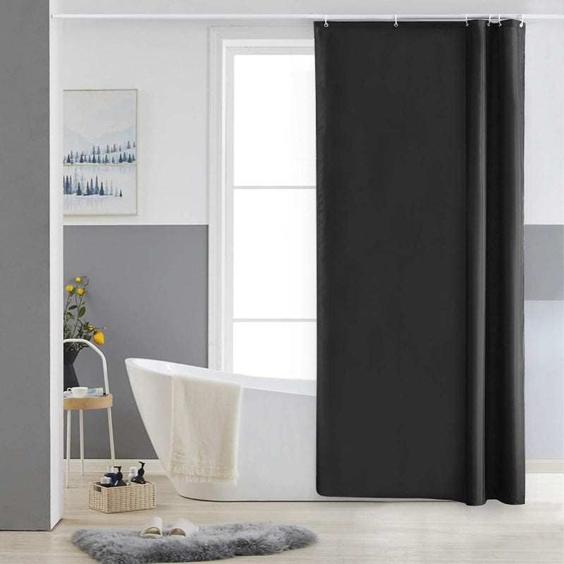Zasłona prysznicowa, czarna (80x180cm), anty-pleśniowa, mała, z tkaniny poliestrowej, wodoodporna, nadająca się do prania w pralce