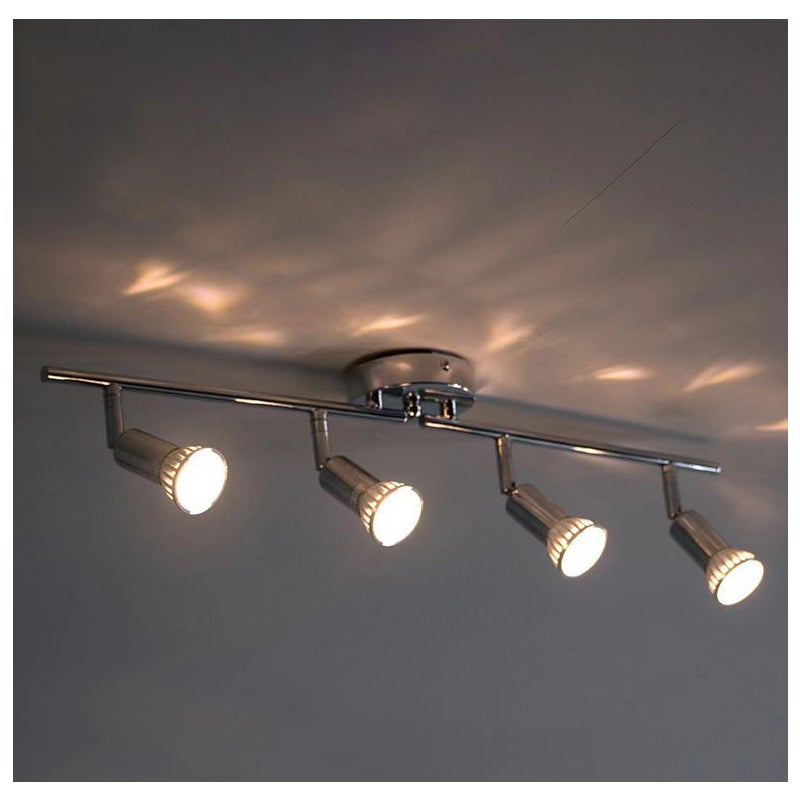 4-drożny reflektor sufitowy do kuchni i salonu, obrotowa lampa sufitowa 330° z chromowanego metalu, oprawy GU10