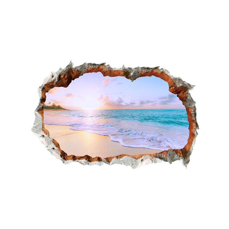 Naklejki ścienne 3D HOLIDAY ISLAND (60x40 cm) I Naklejka ścienna krajobraz plaża ocean palma I Dekoracja do salonu kuchnia korytarz
