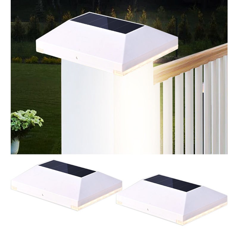Zestaw 2 lamp solarnych do słupków ogrodzeniowych, lampa tarasowa do słupków 3,5 x 3,5 i 4 x 4 do dekoracji tarasów ogrodowych