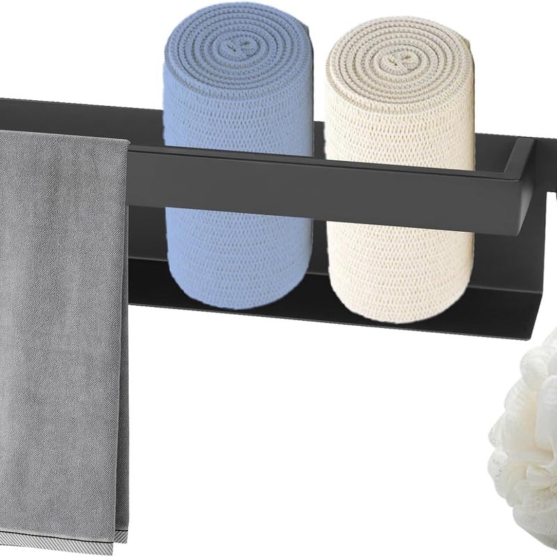 Naścienny wieszak na ręczniki, nie wymaga wiercenia, z 2 haczykami na ręczniki, z panelem do przechowywania