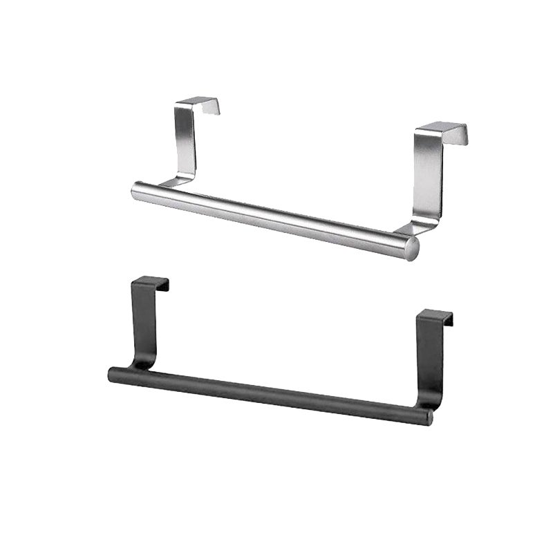 2-częściowy haczyk na ręcznik kuchenny, uchwyt do przechowywania bez dziurkacza, mały rozmiar (23 * 6,2 cm), srebrny + czarny