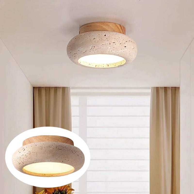 Mała japońska lampa sufitowa w stylu wabi-sabi, lampa sufitowa do sypialni w stylu retro, kolor podstawowy, ciepłe światło