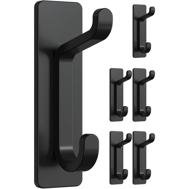 Samoprzylepny wieszak ścienny, uchwyt na ręczniki łazienkowe, wieszak na ręczniki kuchenne, samoprzylepny wieszak na ubrania, czarny, 6 sztuk