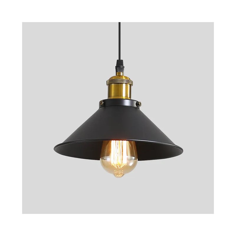 Industrialny żyrandol, metalowe zawieszenie retro, lampa sufitowa, lampa wyspowa, zawieszenie bez żarówki, regulowana wysokość, φ22 cm (czarno-złoty)
